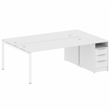 Metal System Quattro Рабочая станция с тумбой на П-образном м/к 50БП.РС-СТП-2.5 Белый/Металл Белый 2