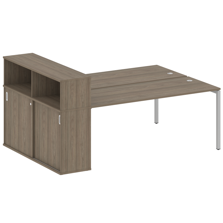 Metal System Quattro Рабочая станция с шкафом-купе на П-образном м/к 40БП.РС-СШК-2.5 Т Вяз Благородн