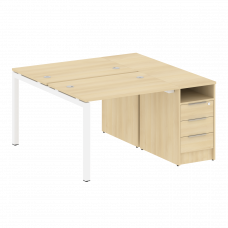 Metal System Quattro Рабочая станция с тумбой на П-образном м/к 50БП.РС-СТП-2.1 Акация Лорка/Металл