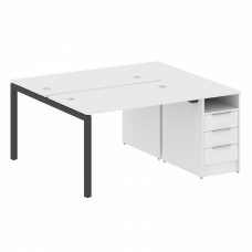 Metal System Quattro Рабочая станция с тумбой на П-образном м/к 50БП.РС-СТП-2.2 Белый/Металл Антраци