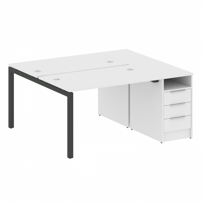 Metal System Quattro Рабочая станция с тумбой на П-образном м/к 50БП.РС-СТП-2.2 Белый/Металл Антраци