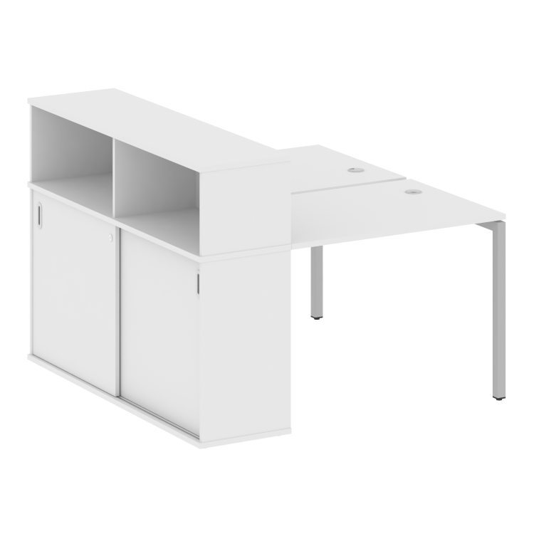 Metal System Quattro Рабочая станция с шкафом-купе на П-образном м/к 40БП.РС-СШК-2.1 Т Белый/Металл