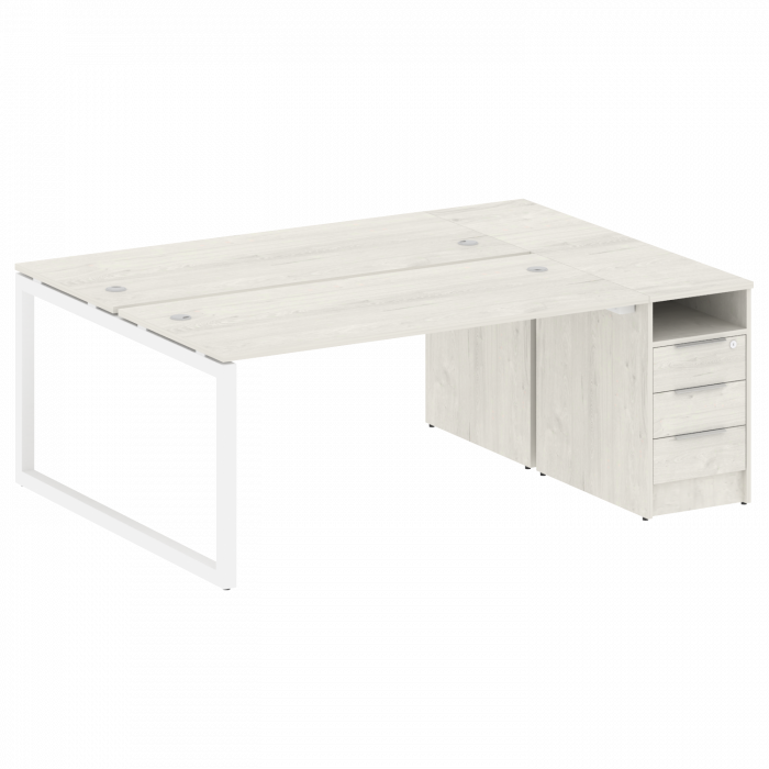 Metal System Quattro Рабочая станция с тумбой на О-образном м/к 50БО.РС-СТП-2.4 Дуб Наварра/Металл Б