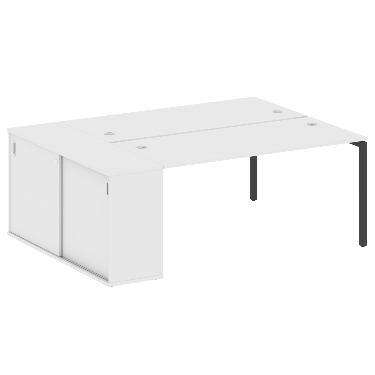 Metal System Quattro Рабочая станция с шкафом-купе на П-образном м/к 40БП.РС-СШК-1.4 Т Белый/Металл