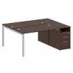 Metal System Quattro Рабочая станция с тумбой на П-образном м/к 50БП.РС-СТП-2.3 Венге Цаво/Металл Се