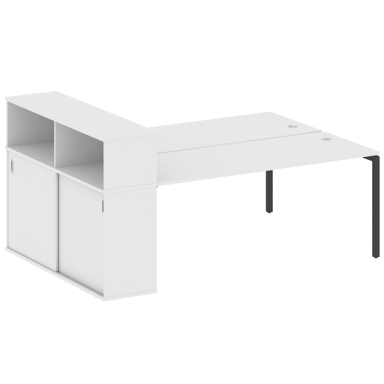 Metal System Quattro Рабочая станция с шкафом-купе на П-образном м/к 40БП.РС-СШК-2.5 Т Белый/Металл