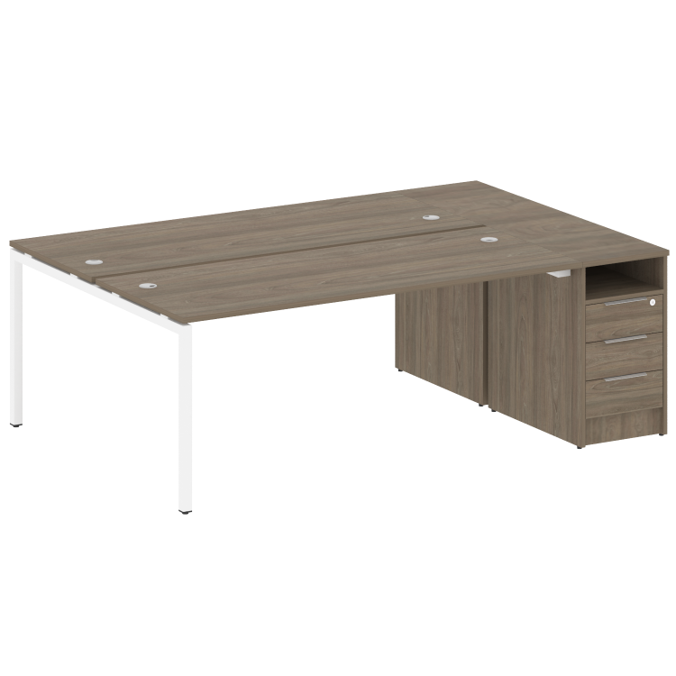 Metal System Quattro Рабочая станция с тумбой на П-образном м/к 40БП.РС-СТП-2.5 Вяз Благородный/Мета