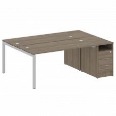 Metal System Quattro Рабочая станция с тумбой на П-образном м/к 50БП.РС-СТП-2.4 Вяз Благородный/Мета