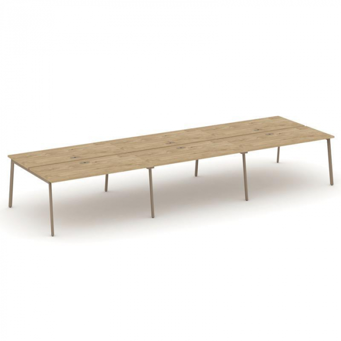 Эстетика Рабочая станция 6 мест ES.D.RS-6.4-LP Тиквуд Светлый/Металл Латте 4740*1500*750