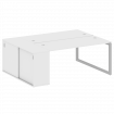 Metal System Quattro Рабочая станция с шкафом-купе на О-образном м/к 50БО.РС-СШК-1.4 Т Белый/Металл