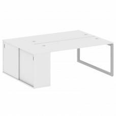 Metal System Quattro Рабочая станция с шкафом-купе на О-образном м/к 50БО.РС-СШК-1.4 Т Белый/Металл