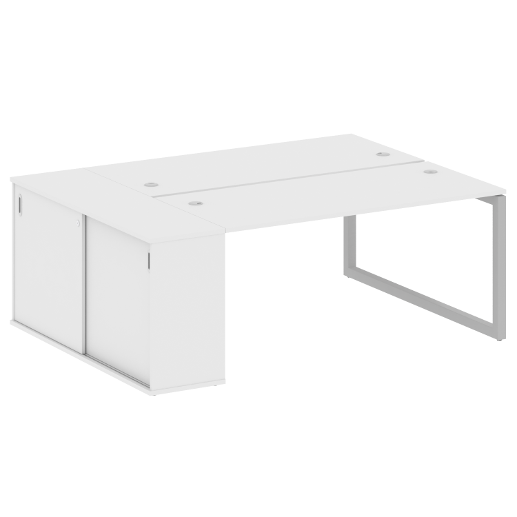Metal System Quattro Рабочая станция с шкафом-купе на О-образном м/к 50БО.РС-СШК-1.4 Т Белый/Металл