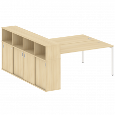 Metal System Quattro Рабочая станция с шкафом-купе на П-образном м/к 40БП.РС-СШК-4.5 Т Акация Лорка/