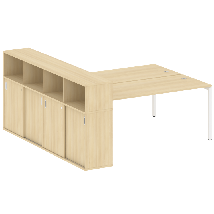 Metal System Quattro Рабочая станция с шкафом-купе на П-образном м/к 40БП.РС-СШК-4.5 Т Акация Лорка/