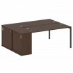Metal System Quattro Рабочая станция с шкафом-купе на П-образном м/к 40БП.РС-СШК-1.4 Т Венге Цаво/Ме