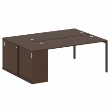 Metal System Quattro Рабочая станция с шкафом-купе на П-образном м/к 40БП.РС-СШК-1.4 Т Венге Цаво/Ме