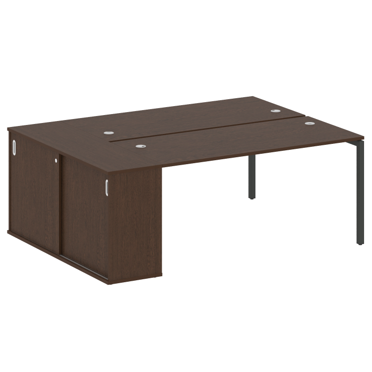 Metal System Quattro Рабочая станция с шкафом-купе на П-образном м/к 40БП.РС-СШК-1.4 Т Венге Цаво/Ме