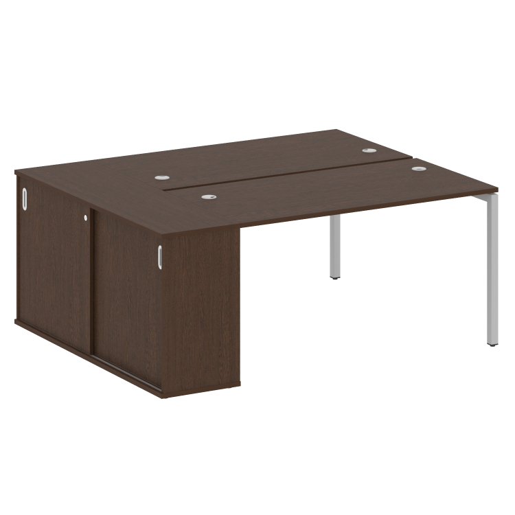 Metal System Quattro Рабочая станция с шкафом-купе на П-образном м/к 40БП.РС-СШК-1.3 Т Венге Цаво/Ме