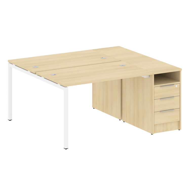 Metal System Quattro Рабочая станция с тумбой на П-образном м/к 40БП.РС-СТП-2.2 Акация Лорка/Металл