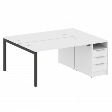 Metal System Quattro Рабочая станция с тумбой на П-образном м/к 50БП.РС-СТП-2.3 Белый/Металл Антраци