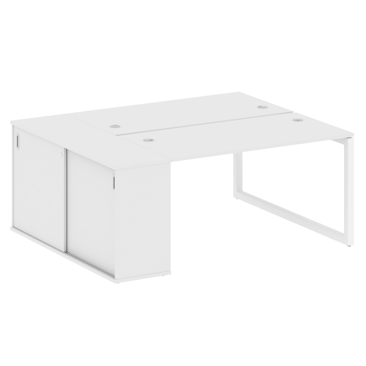 Metal System Quattro Рабочая станция с шкафом-купе на О-образном м/к 50БО.РС-СШК-1.3 Т Белый/Металл