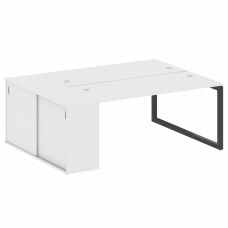 Metal System Quattro Рабочая станция с шкафом-купе на О-образном м/к 50БО.РС-СШК-1.4 Т Белый/Металл