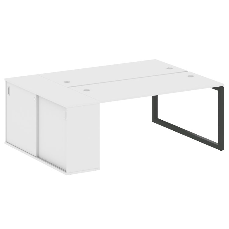 Metal System Quattro Рабочая станция с шкафом-купе на О-образном м/к 50БО.РС-СШК-1.4 Т Белый/Металл