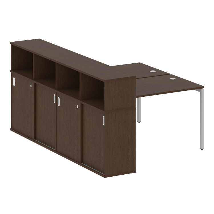 Metal System Quattro Рабочая станция с шкафом-купе на П-образном м/к 40БП.РС-СШК-4.2 Т Венге Цаво/Ме