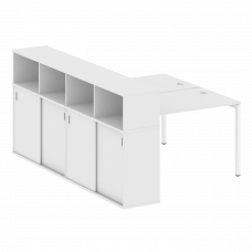Metal System Quattro Рабочая станция с шкафом-купе на П-образном м/к 40БП.РС-СШК-4.2 Т Белый/Металл