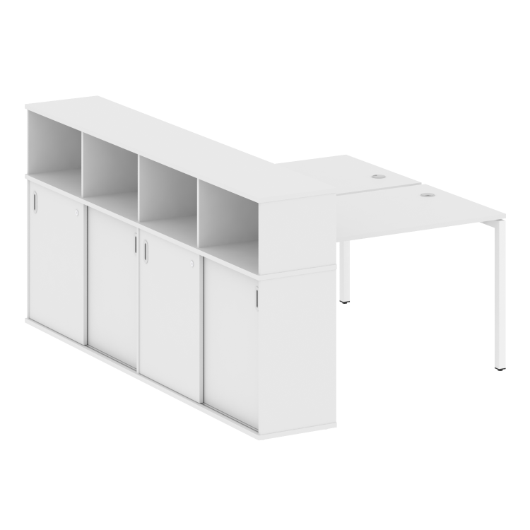 Metal System Quattro Рабочая станция с шкафом-купе на П-образном м/к 40БП.РС-СШК-4.2 Т Белый/Металл