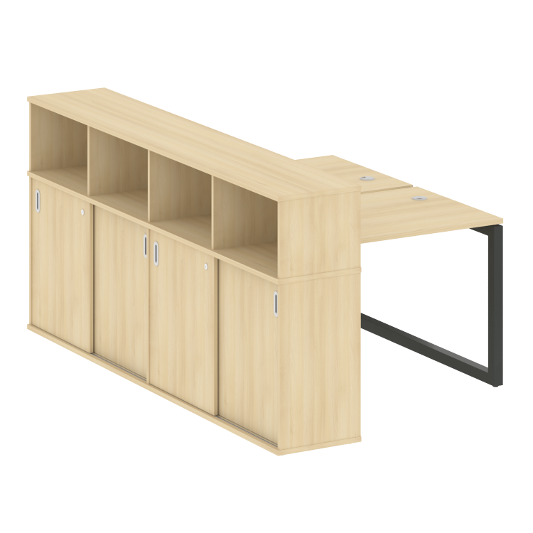 Metal System Quattro Рабочая станция с шкафом-купе на О-образном м/к 50БО.РС-СШК-4.1 Т Акация Лорка/