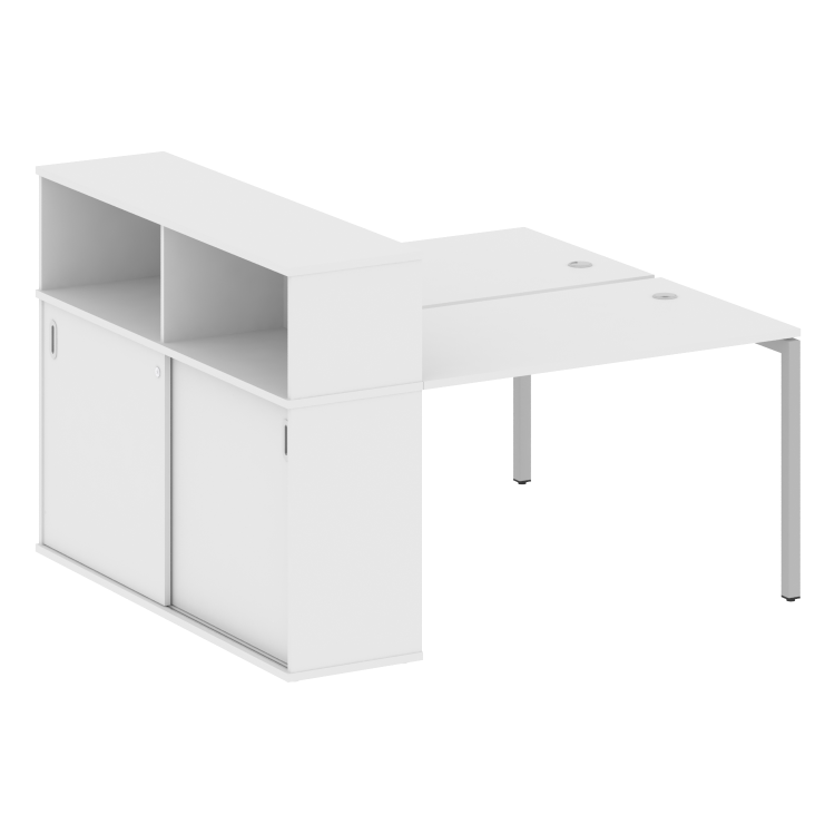 Metal System Quattro Рабочая станция с шкафом-купе на П-образном м/к 40БП.РС-СШК-2.2 Т Белый/Металл