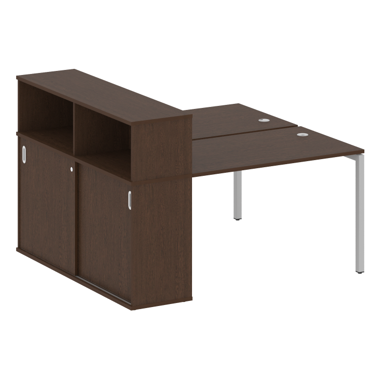 Metal System Quattro Рабочая станция с шкафом-купе на П-образном м/к 40БП.РС-СШК-2.2 Т Венге Цаво/Ме