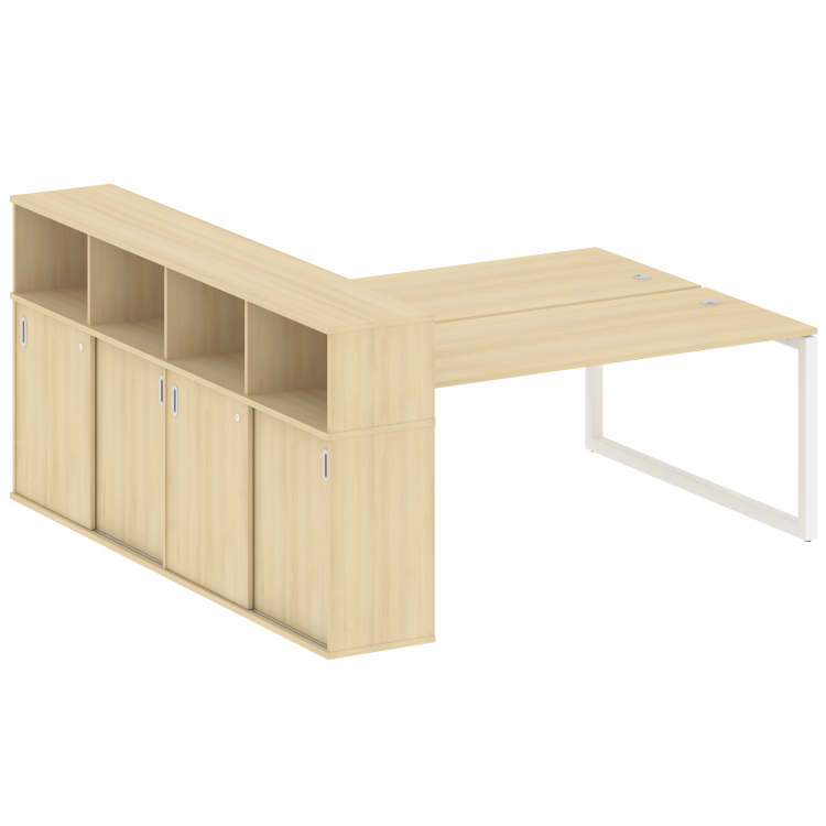 Metal System Quattro Рабочая станция с шкафом-купе на О-образном м/к 50БО.РС-СШК-4.5 Т Акация Лорка/