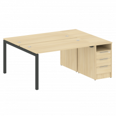 Metal System Quattro Рабочая станция с тумбой на П-образном м/к 50БП.РС-СТП-2.3 Акация Лорка/Металл