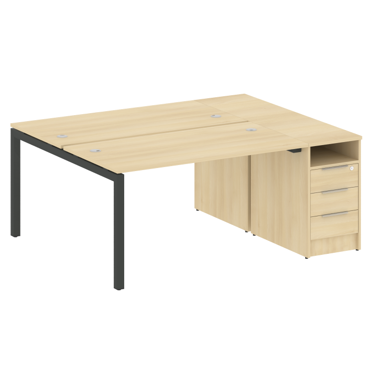 Metal System Quattro Рабочая станция с тумбой на П-образном м/к 50БП.РС-СТП-2.3 Акация Лорка/Металл