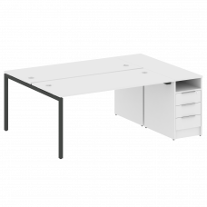 Metal System Quattro Рабочая станция с тумбой на П-образном м/к 40БП.РС-СТП-2.4 Белый/Металл Антраци