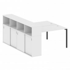 Metal System Quattro Рабочая станция с шкафом-купе на П-образном м/к 40БП.РС-СШК-4.3 Т Белый/Металл