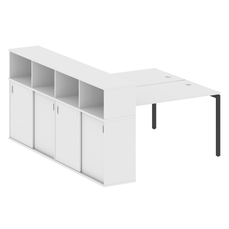 Metal System Quattro Рабочая станция с шкафом-купе на П-образном м/к 40БП.РС-СШК-4.3 Т Белый/Металл