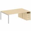 Metal System Quattro Рабочая станция с тумбой на П-образном м/к 50БП.РС-СТП-2.5 Акация Лорка/Металл