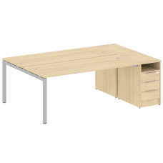 Metal System Quattro Рабочая станция с тумбой на П-образном м/к 50БП.РС-СТП-2.5 Акация Лорка/Металл