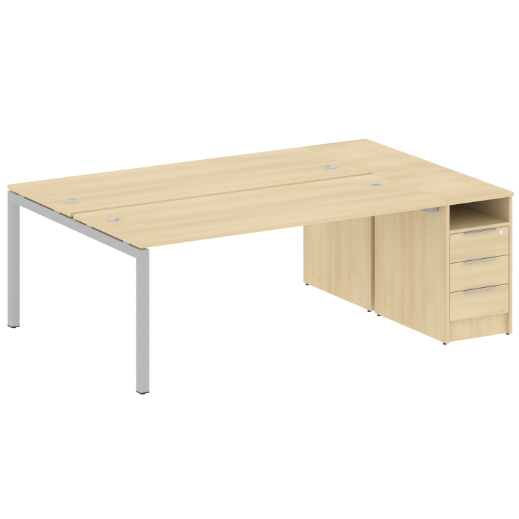 Metal System Quattro Рабочая станция с тумбой на П-образном м/к 50БП.РС-СТП-2.5 Акация Лорка/Металл