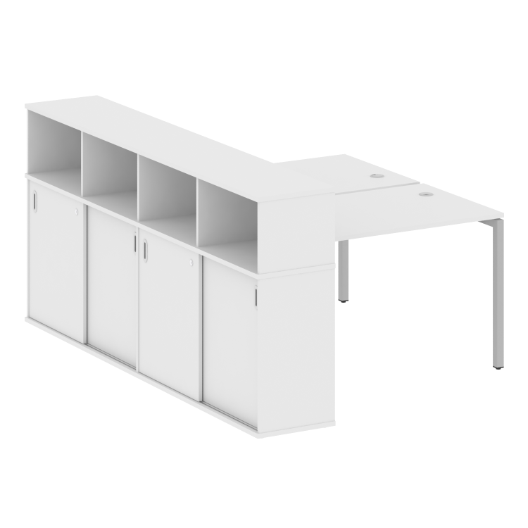 Metal System Quattro Рабочая станция с шкафом-купе на П-образном м/к 40БП.РС-СШК-4.2 Т Белый/Металл
