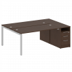 Metal System Quattro Рабочая станция с тумбой на П-образном м/к 50БП.РС-СТП-2.4 Венге Цаво/Металл Се