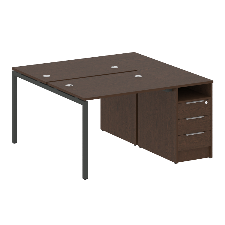 Metal System Quattro Рабочая станция с тумбой на П-образном м/к 40БП.РС-СТП-2.1 Венге Цаво/Металл Ан