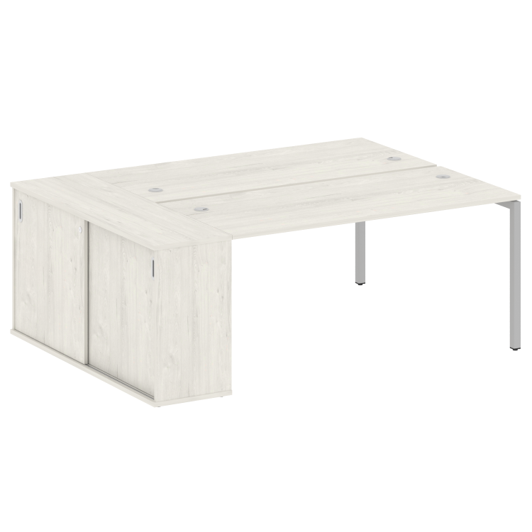 Metal System Quattro Рабочая станция с шкафом-купе на П-образном м/к 40БП.РС-СШК-1.4 Т Дуб Наварра/М