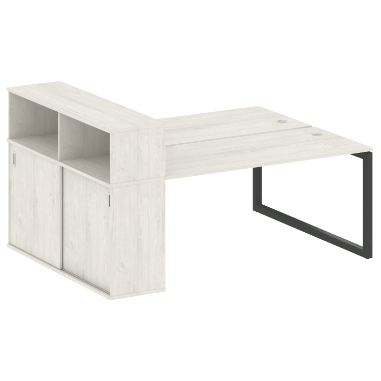 Metal System Quattro Рабочая станция с шкафом-купе на О-образном м/к 50БО.РС-СШК-2.4 Т Дуб Наварра/М