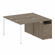 Metal System Quattro Рабочая станция с тумбой на П-образном м/к 50БП.РС-СТП-2.1 Вяз Благородный/Мета