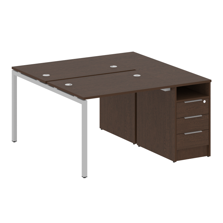 Metal System Quattro Рабочая станция с тумбой на П-образном м/к 40БП.РС-СТП-2.1 Венге Цаво/Металл Се