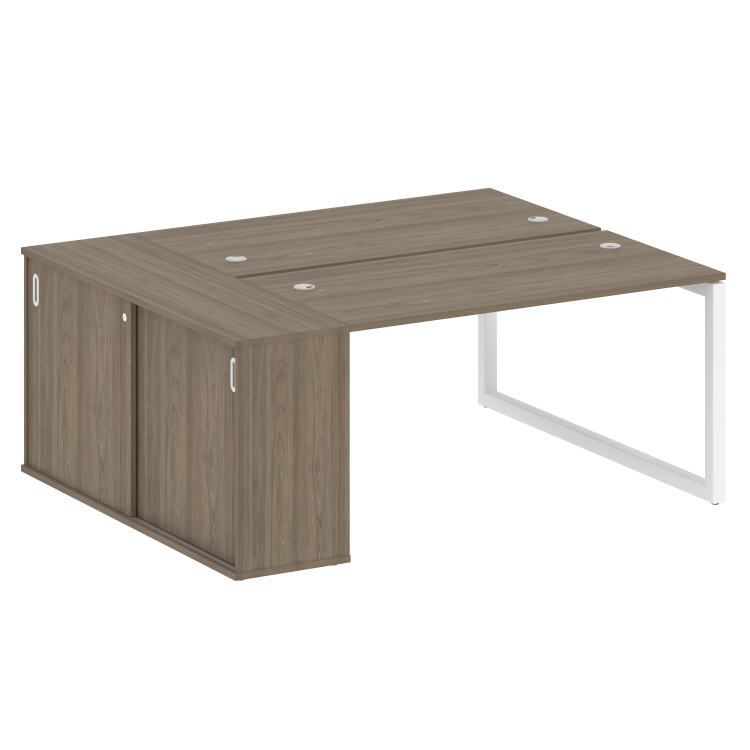 Metal System Quattro Рабочая станция с шкафом-купе на О-образном м/к 50БО.РС-СШК-1.3 Т Вяз Благородн